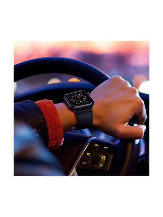 Tech-Protect Leatherfit Каишка Кожа с Pin Черен (Apple Watch 38/40/41/42mm)