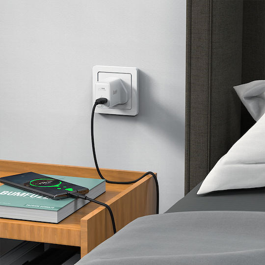 Acefast Φορτιστής Χωρίς Καλώδιο GaN με Θύρα USB-C 30W Power Delivery / Quick Charge 2.0 / Quick Charge 3.0 Μαύρος (A24 UK Plug)