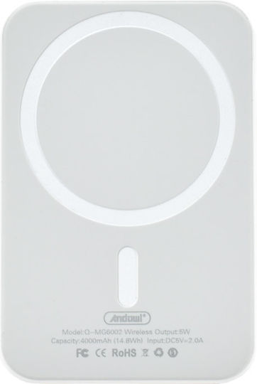 Andowl Q-MG6002 MagSafe Power Bank 4000mAh with USB-C Port White