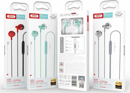 XO EP34 Earbuds Handsfree με Βύσμα 3.5mm Κόκκινο