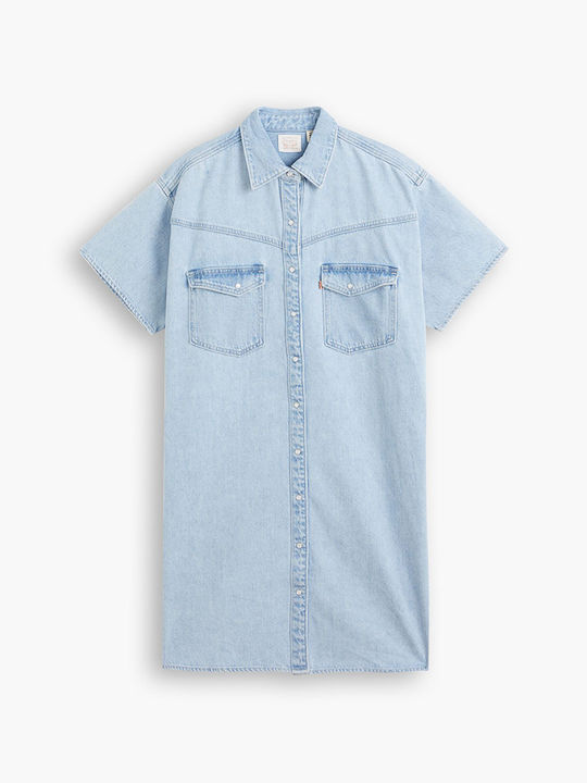 Western Καλοκαιρινό Mini Σεμιζιέ Φόρεμα Τζιν Indigo