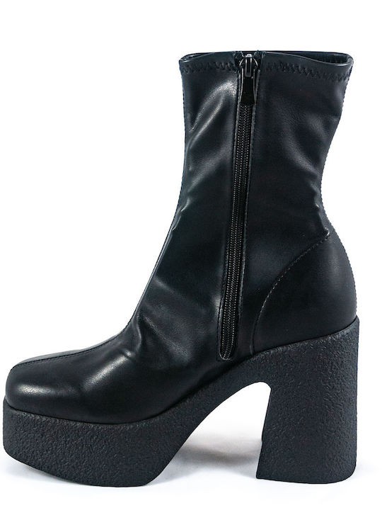 Leder Stiefeletten Damen Schwarz