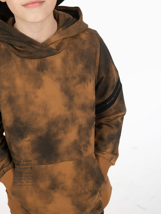 Kids Sweatshirt with Hood and Pockets Brown