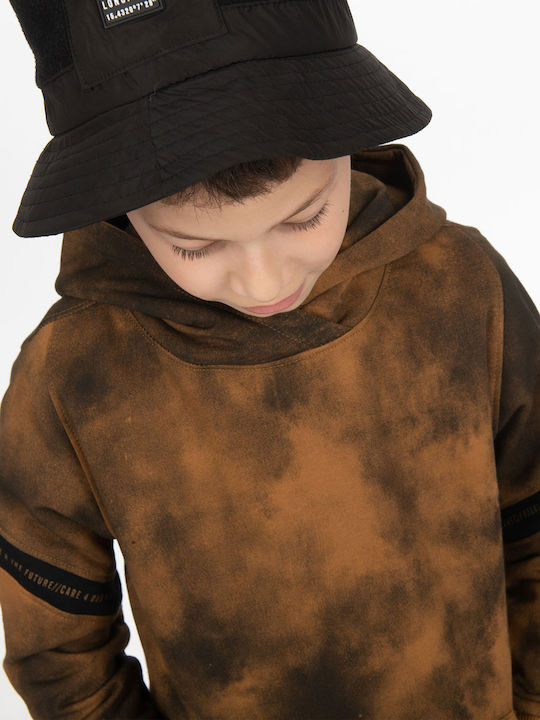 Kids Sweatshirt with Hood and Pockets Brown