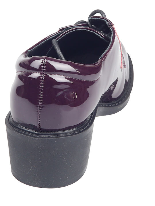 Women's Patent Leather Oxford Shoes Burgundy