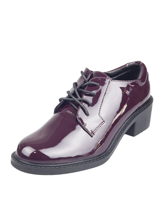 Women's Patent Leather Oxford Shoes Burgundy