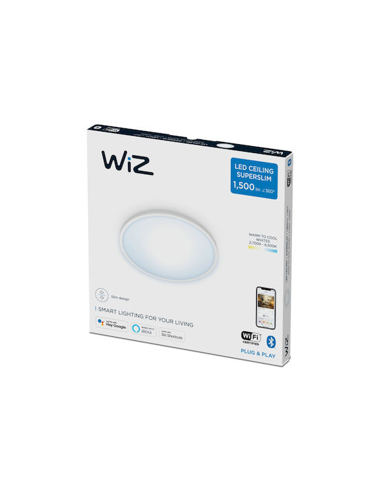 WiZ Superslim Ceiling Light Rund Vertieft LED Panel 16W mit Kaltweiß Licht 6500K