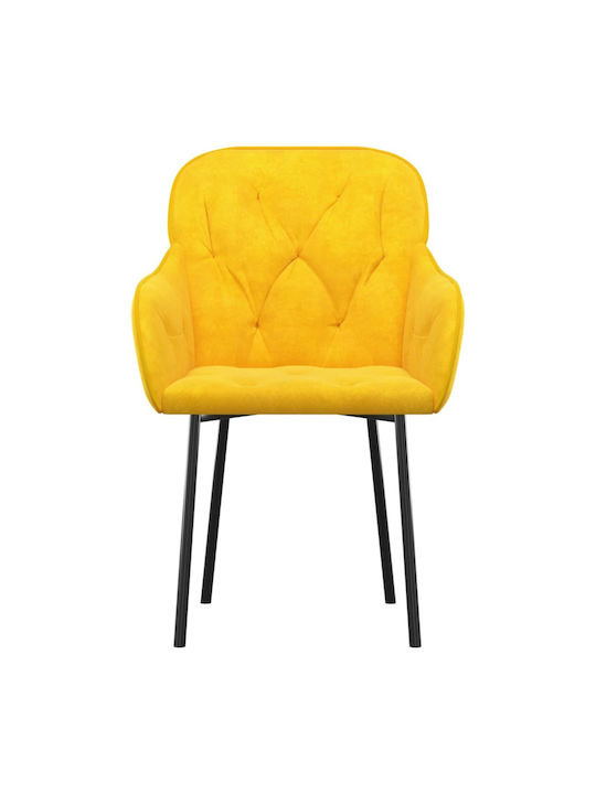 Dining Room Velvet Armchair Yellow 57x61x80cm 2pcs