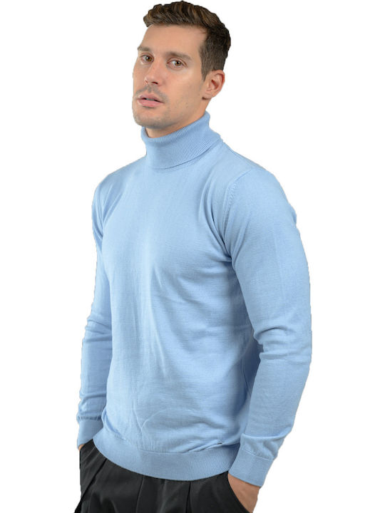 Vittorio Artist Herren Langarm-Pullover Rollkragen Hellblau