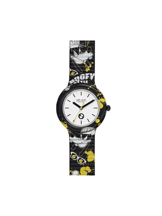 HipHop Kids Analog Watch with Rubber/Plastic Strap Black