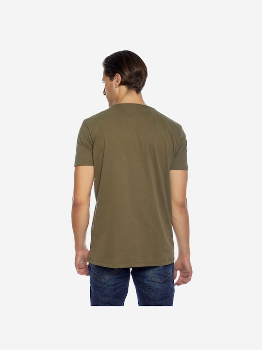 Brokers Jeans 22517 101 01 Oil Men's Short Sleeve T-shirt Khaki