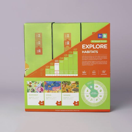 Kids Puzzle Explore Habitats for 3++ Years 3pcs Mieredu