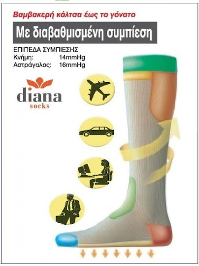 Diana 2002 Socks Calf High Graduated Compression 14-16 mmHg Beige