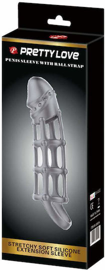 Pretty Love Stretchy Soft Silicone Penis Extension Sleeve Gray 17cm