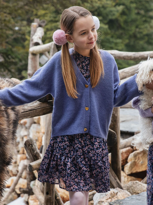 Energiers Mädchen Kleid Blumen Langärmelig Blau