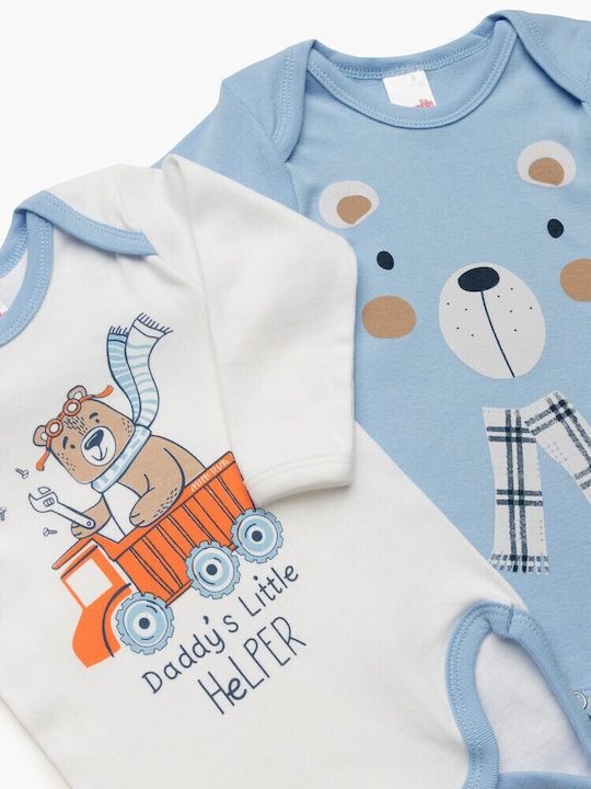 Minerva Daddy's Little Helper Long-Sleeved Light Blue 2pcs