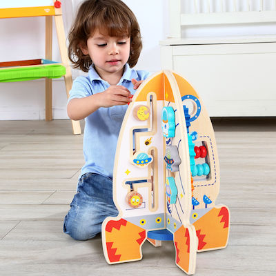 Tooky Toys Labirint Πύραυλος Δραστηριοτήτων din Lemn pentru 24++ Luni