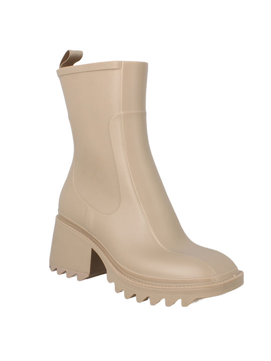 IQ Shoes Women's Ankle Boots with Medium Heel Beige