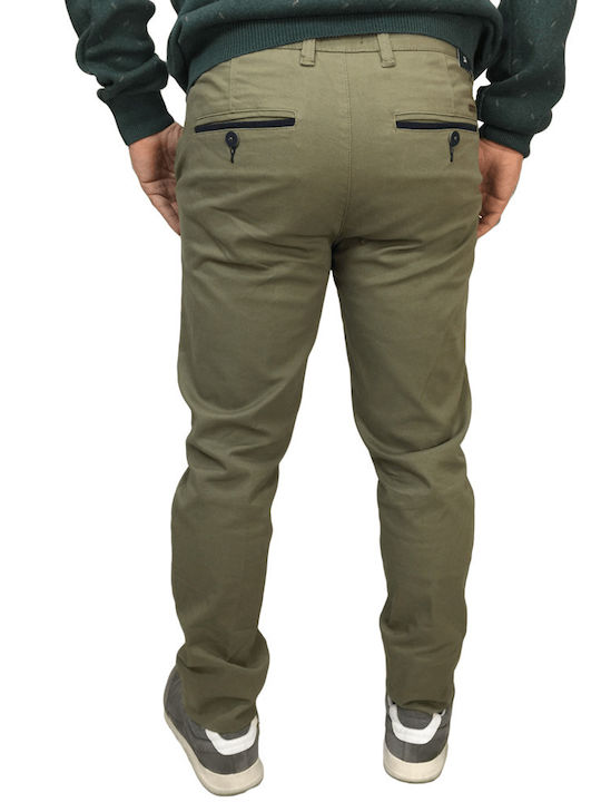 Double Men's Trousers Chino Elastic Olive