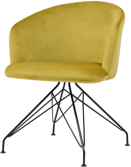 Johan Dining Room Velvet Chair Yellow 63x51x78cm
