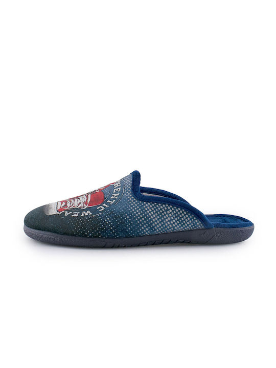 Medies Men's Printed Slippers Blue