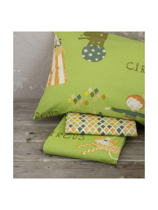 Nima Sheet Set Single Fitted Cotton Circus Green 100x200cm 3pcs