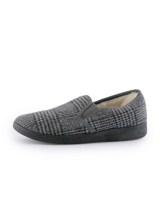 Love4shoes Geschlossene Winterliche Herrenhausschuhe Gray