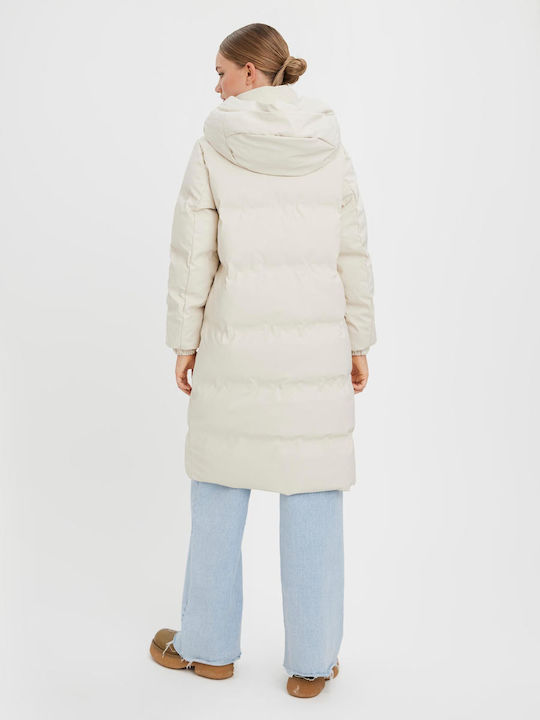Vero Moda Women's Long Puffer Jacket for Winter with Hood Birch