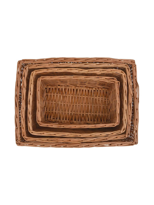 vidaXL Set of Decorative Baskets Straw Brown 4pcs