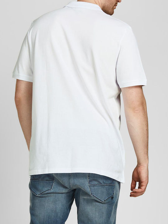 Jack & Jones Bluza Bărbătească cu Mânecă Scurtă Polo Albă