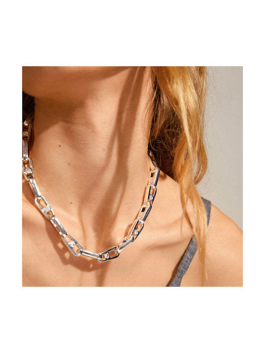 LOVE chain necklace silver-plated 102236011 Ορείχαλκος