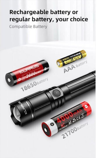 Klarus Lumină de lucru și de sit, cu baterie Lanternă LED IPX4 cu Luminozitate Maximă 1450lm Negru
