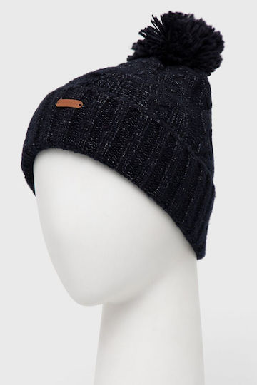 Simone Pom Pom Beanie Frauen Beanie mit Strickmuster in Marineblau Farbe