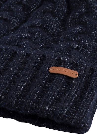 Simone Pom Pom Beanie Frauen Beanie mit Strickmuster in Marineblau Farbe