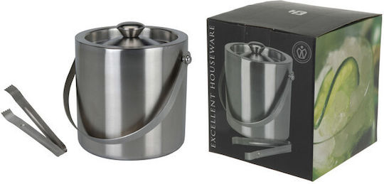 Excellent Houseware Παγοδοχείο Από Ανοξείδωτο Ατσάλι 1.5lt Με Τσιμπίδα A12400310