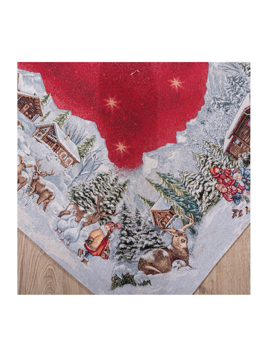 Teoran Kloten Christmas Tablecloth Fabric Red L140xW140cm.