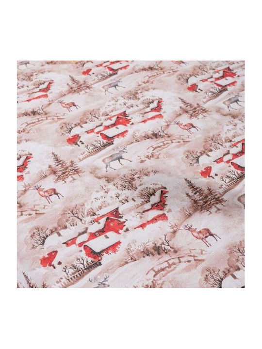 Teoran Weihnachtlich Tischtuch Quadrat Stoff Beige L90xB90cm.