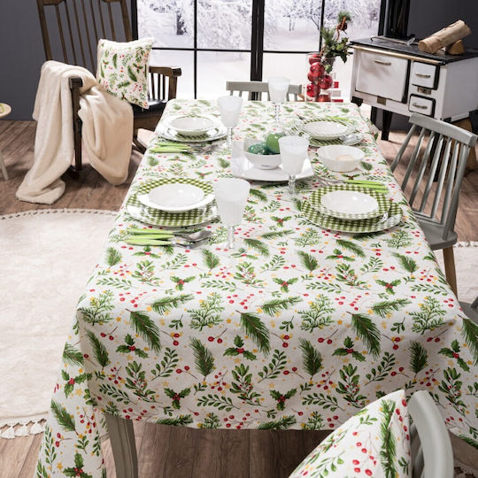 Teoran Weihnachtlich Tischtuch Stoff Grün L220xB135cm.