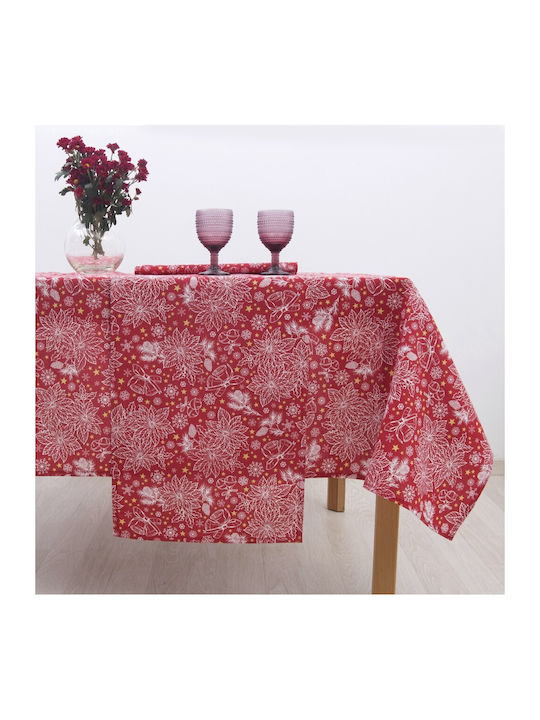 Dimeco Bells Christmas Tablecloth Round Fabric Red D180cm 1pcs