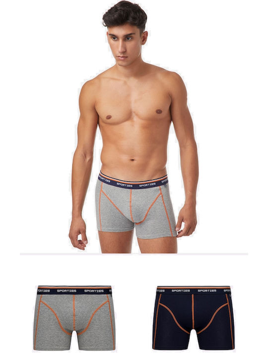 Minerva Men's Boxers Marine/Grey Melange 2Pack