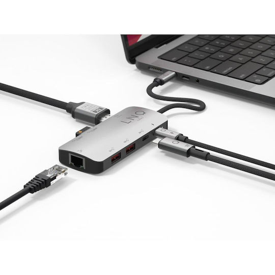 LinQ LNQ USB-C Docking Station με HDMI 4K PD Ethernet Γκρι
