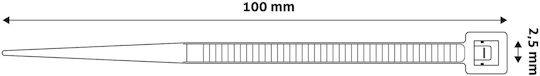 Entac Δεματικό Καλωδίων Πλαστικό 100mmx2.5mm σε Μαύρο χρώμα (1τμχ) (ECT-2.5-100-B)
