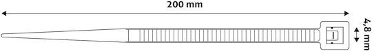 Entac Δεματικά Καλωδίων Πλαστικά 200mmx4.8mm σε Μαύρο χρώμα (50τμχ) (ECT-4.8-200-B)