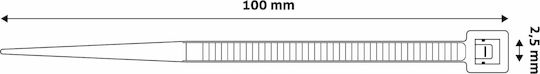 Entac Δεματικά Καλωδίων Πλαστικά 100mmx2.5mm σε Λευκό χρώμα (50τμχ) (ECT-2.5-100-W)