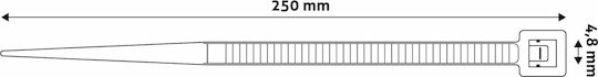 Entac Plastic Cable Ties 250mmx4.8mm In White Colour 50 Pieces ECT-4.8-250-W