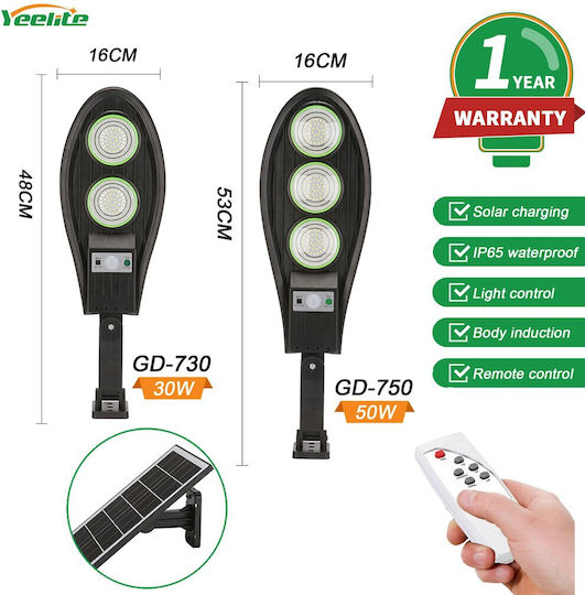 GDPLUS Street Solar Light 50W with Motion Sensor and Remote Control IP65