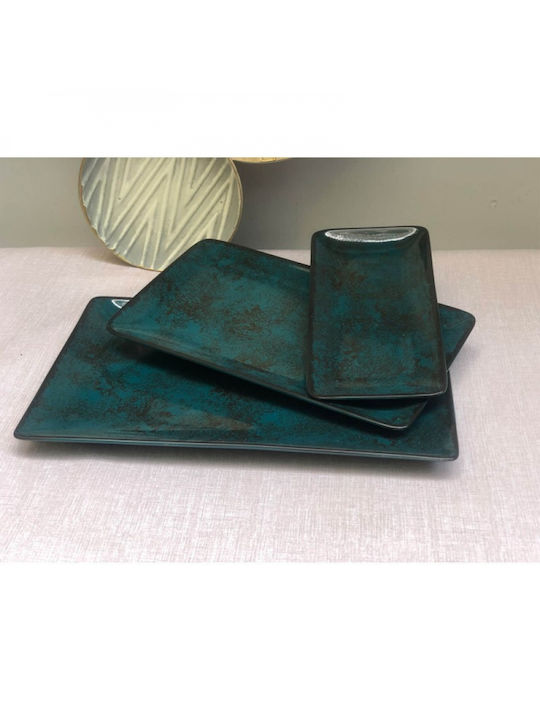 Oriana Ferelli Platou de Servire Dreptunghiular Ceramică Teal 31x21buc 1buc