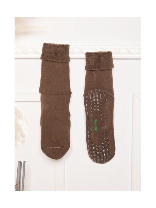 ME-WE 1-2603 Women's Solid Color Socks Brown