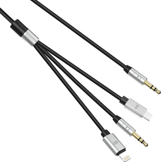 Earldom ET-AUX09 Плетена USB към Lightning / Type-C Кабел Черен 1.2м (ET-AUX09)