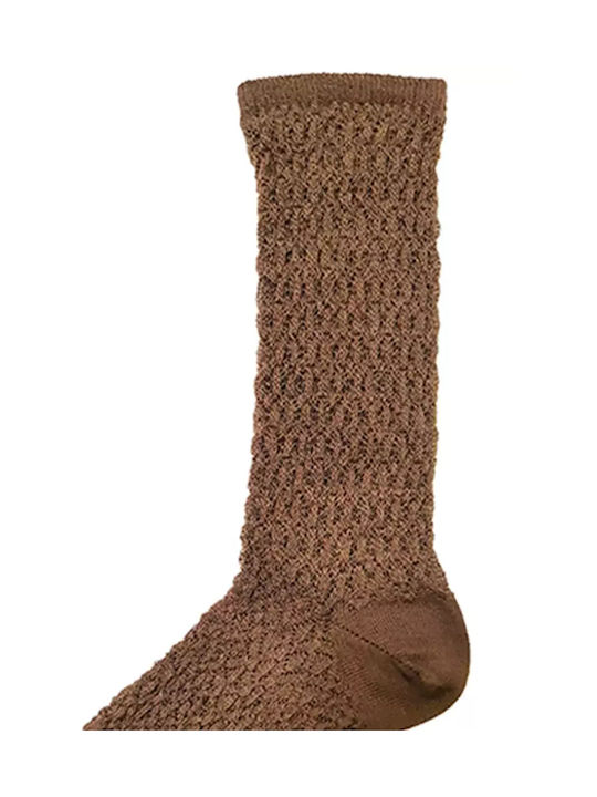 ME-WE Γυναικείες Μονόχρωμες Κάλτσες Καφέ